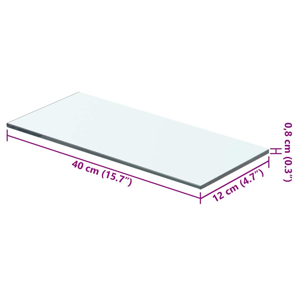 vidaXL Shelves 2 pcs Panel Glass Clear 40x12 cm