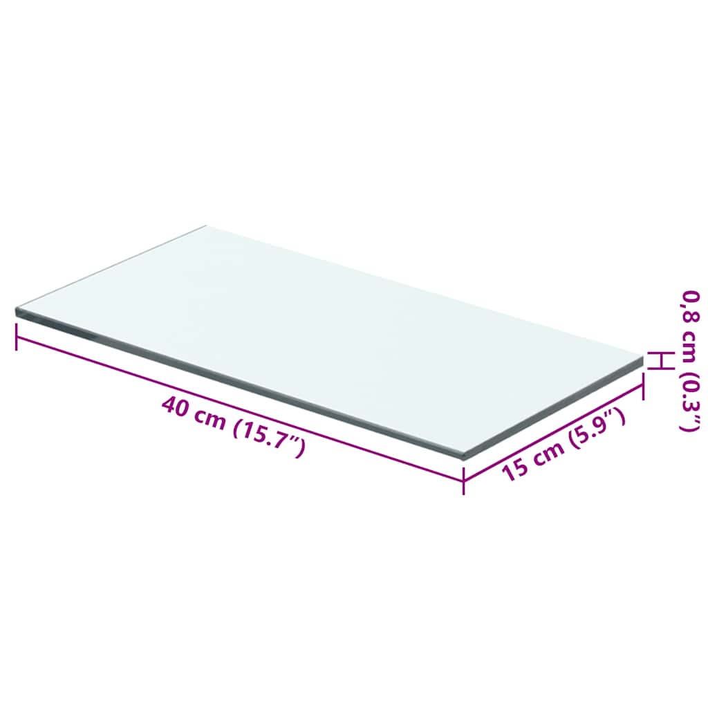 vidaXL Shelves 2 pcs Panel Glass Clear 40x15 cm