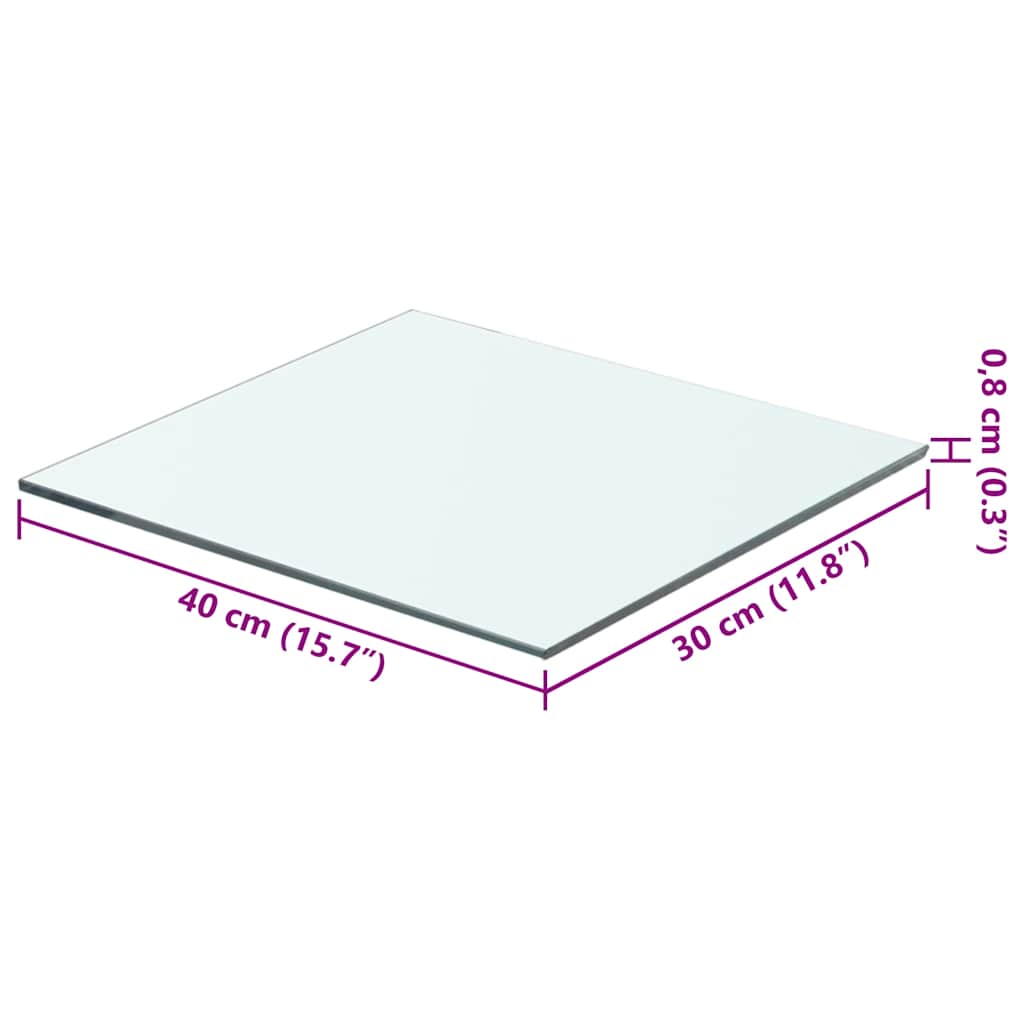 vidaXL Shelves 2 pcs Panel Glass Clear 40x30 cm