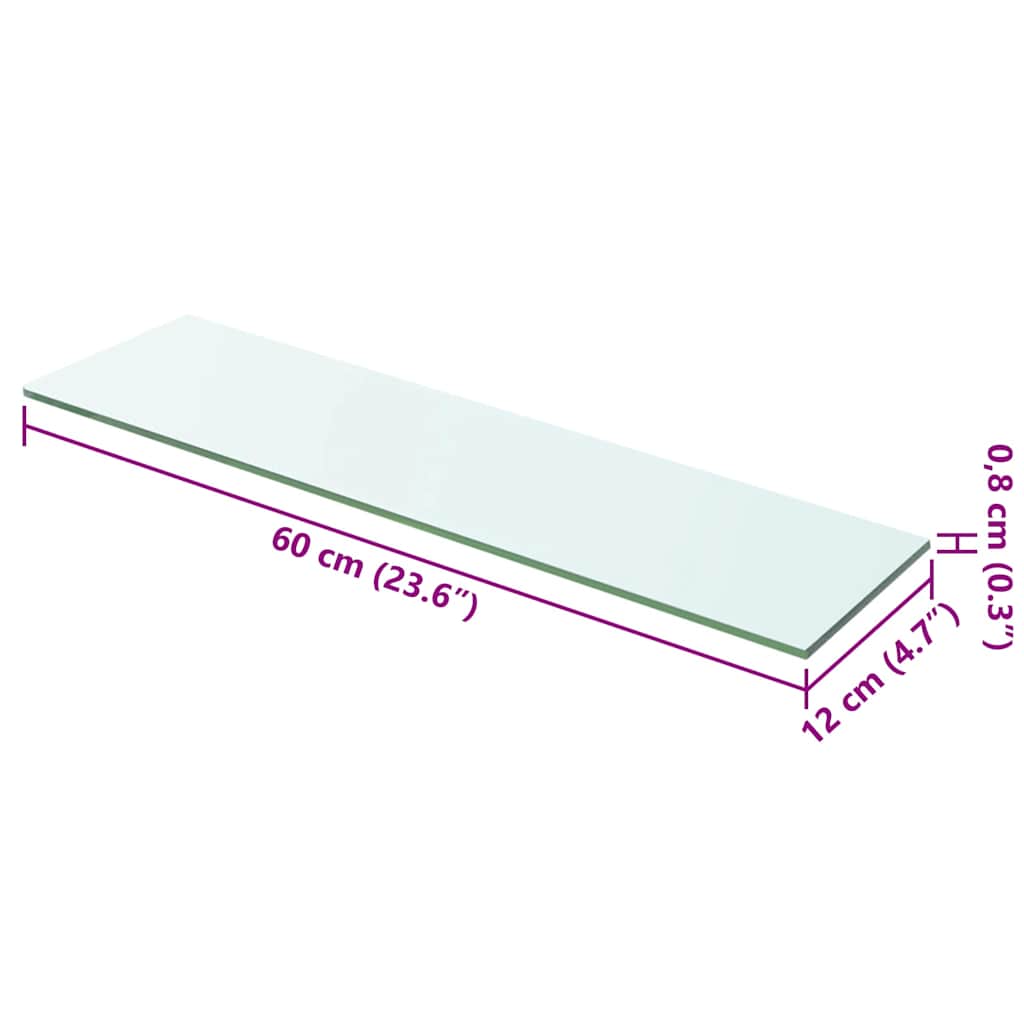vidaXL Shelves 2 pcs Panel Glass Clear 60x12 cm