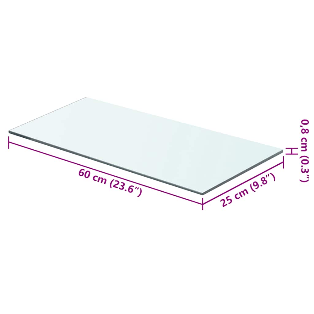 vidaXL Shelves 2 pcs Panel Glass Clear 60x25 cm