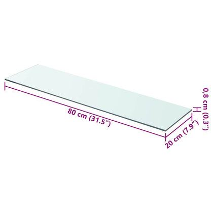 vidaXL Shelves 2 pcs Panel Glass Clear 80x20 cm
