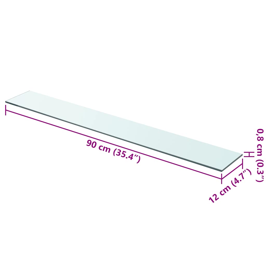vidaXL Shelves 2 pcs Panel Glass Clear 90x12 cm
