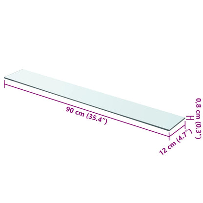 vidaXL Shelves 2 pcs Panel Glass Clear 90x12 cm