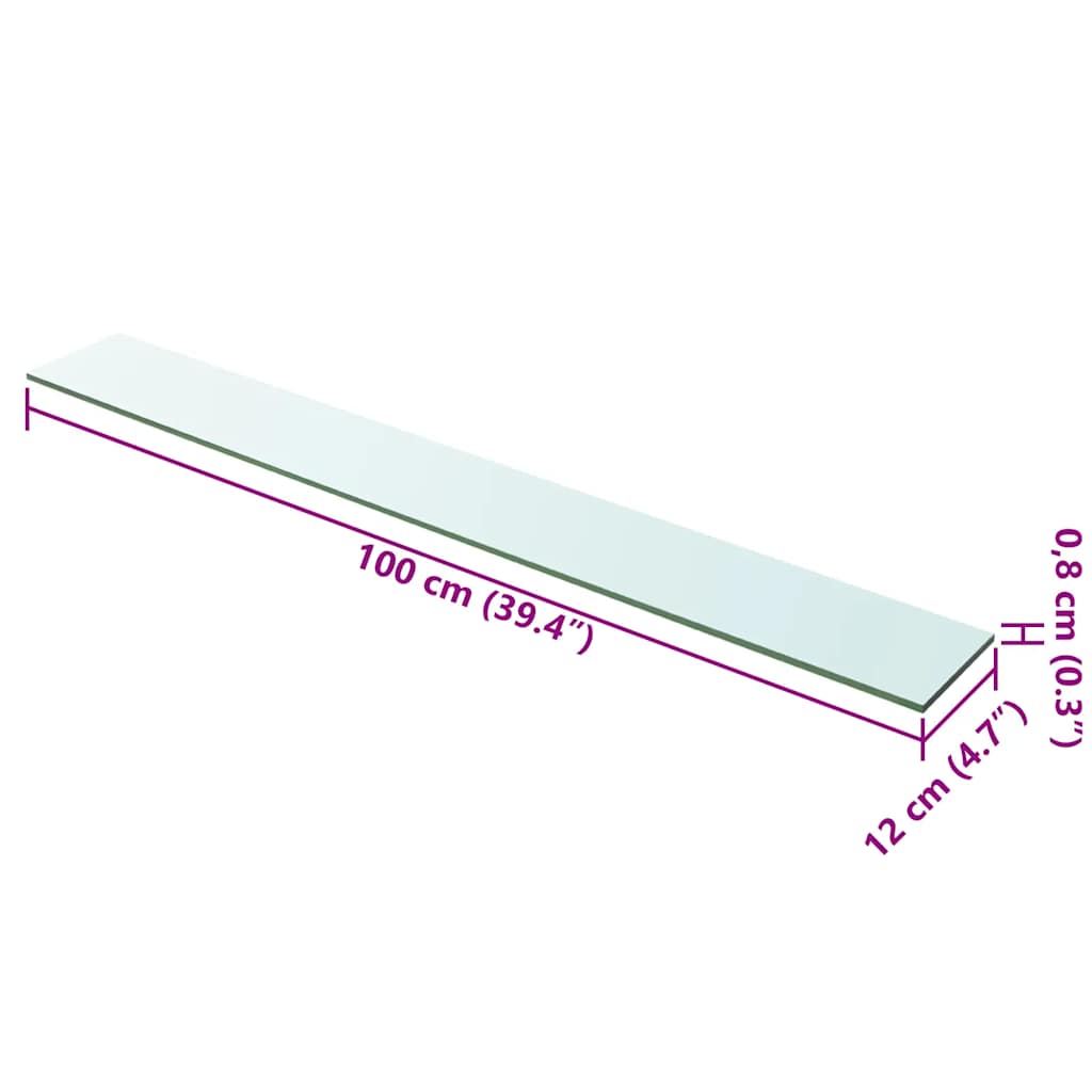 vidaXL Shelves 2 pcs Panel Glass Clear 100x12 cm
