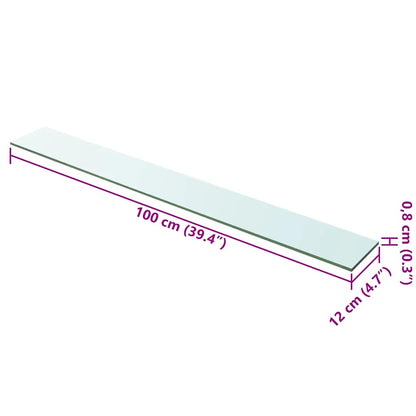 vidaXL Shelves 2 pcs Panel Glass Clear 100x12 cm