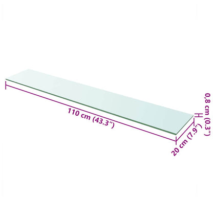 vidaXL Shelves 2 pcs Panel Glass Clear 110x20 cm