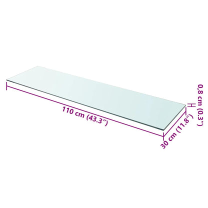 vidaXL Shelves 2 pcs Panel Glass Clear 110x30 cm