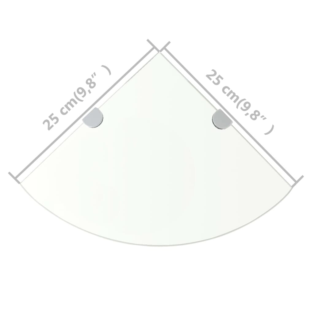 vidaXL Corner Shelf | Set of 2 | Clear | Tempered glass | 25x25 cm