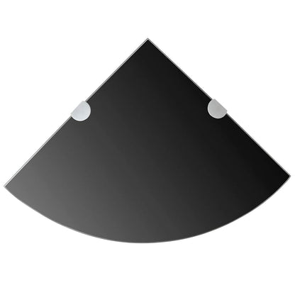 vidaXL Corner Shelf | Set of 2 | Black | Tempered safety glass | 25x25 cm