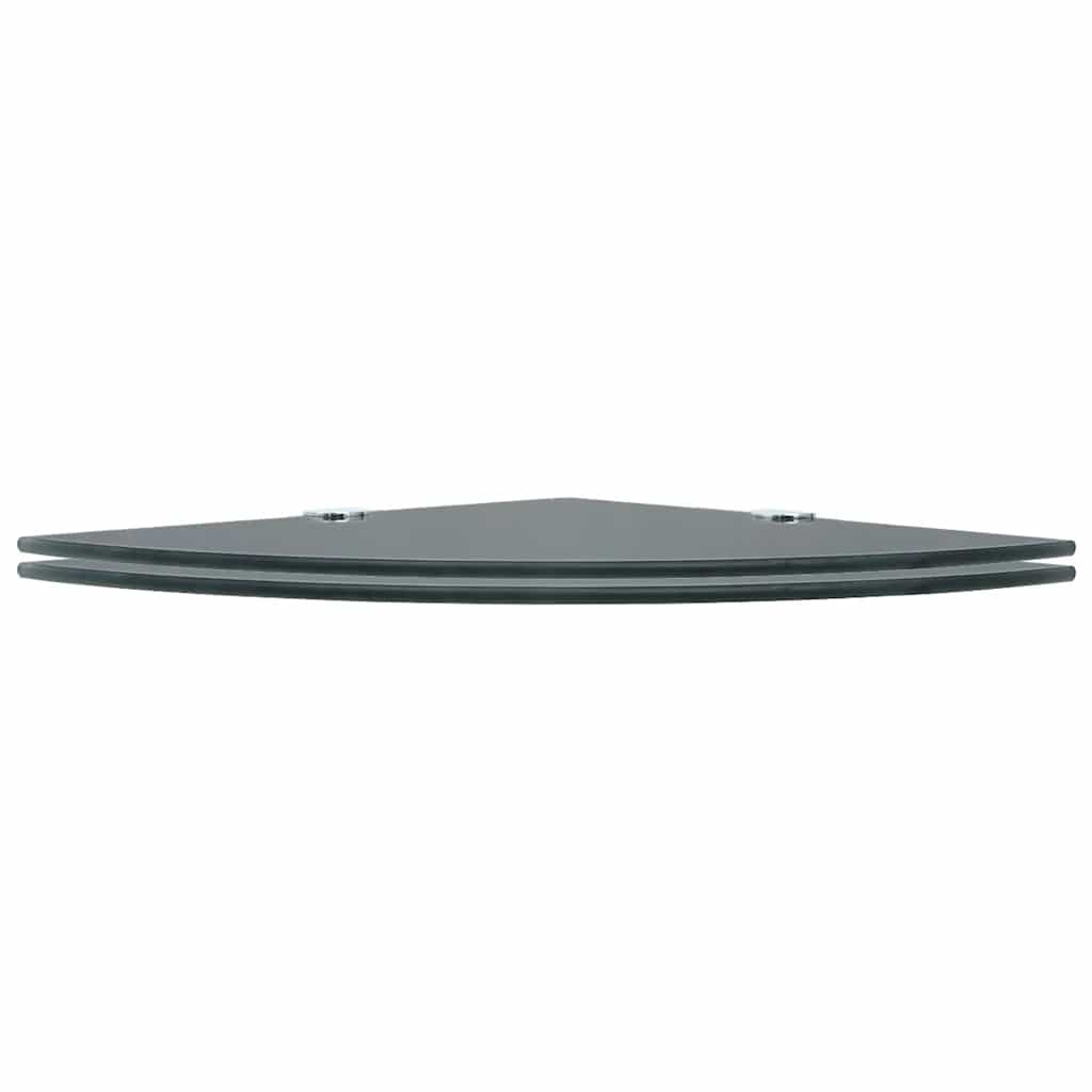 vidaXL Corner Shelves 2 pcs with Chrome Supports Glass Black 35x35 cm
