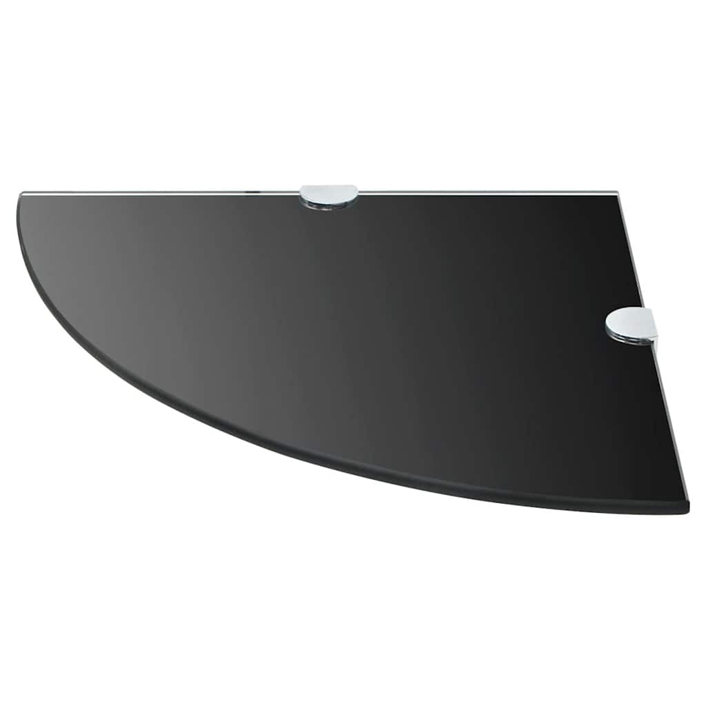 vidaXL Corner Shelves 2 pcs with Chrome Supports Glass Black 35x35 cm