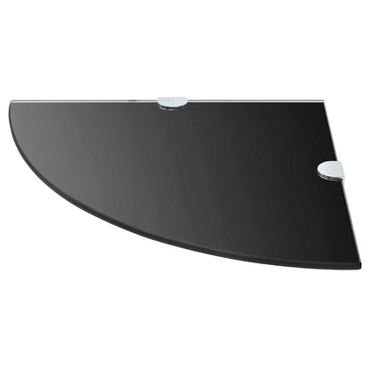vidaXL Corner Shelves 2 pcs with Chrome Supports Glass Black 35x35 cm