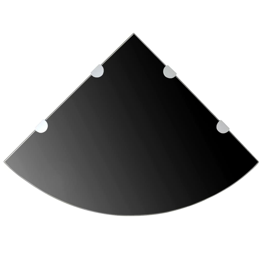 vidaXL Corner Shelf | Set of 2 | Black | Tempered glass | 45 x 45 cm