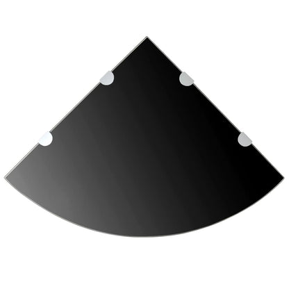 vidaXL Corner Shelf | Set of 2 | Black | Tempered glass | 45 x 45 cm