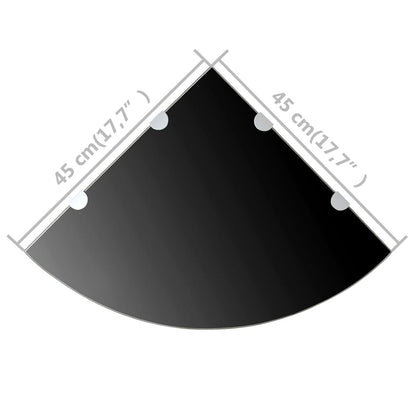 vidaXL Corner Shelf | Set of 2 | Black | Tempered glass | 45 x 45 cm