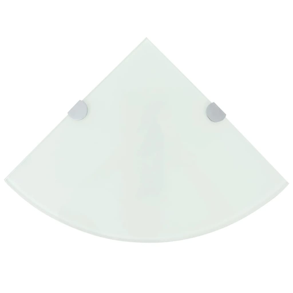 vidaXL Corner Shelves 2 pcs with Chrome Supports Glass White 25x25 cm