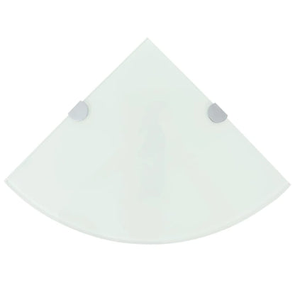vidaXL Corner Shelves 2 pcs with Chrome Supports Glass White 25x25 cm