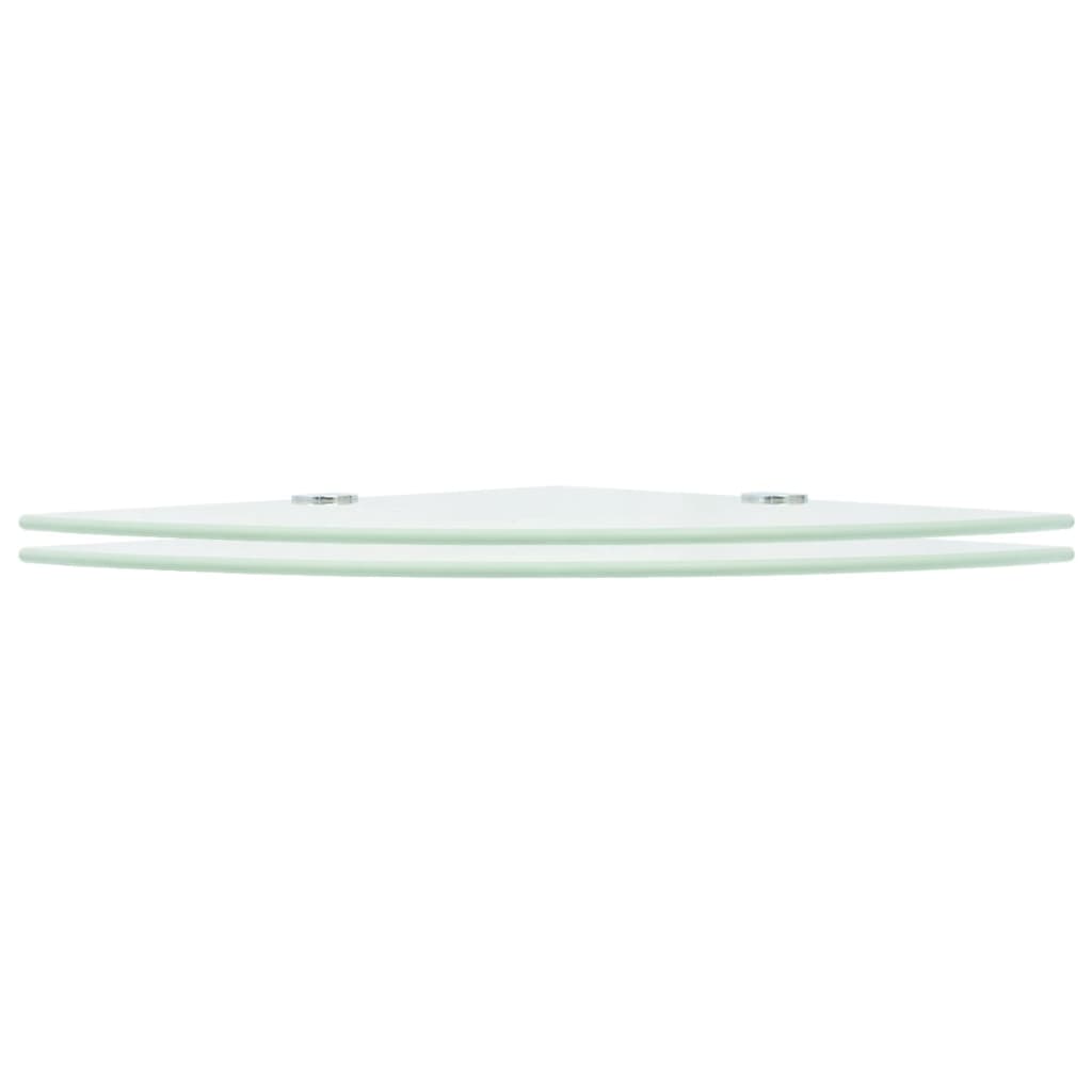 vidaXL Corner Shelves 2 pcs with Chrome Supports Glass White 25x25 cm