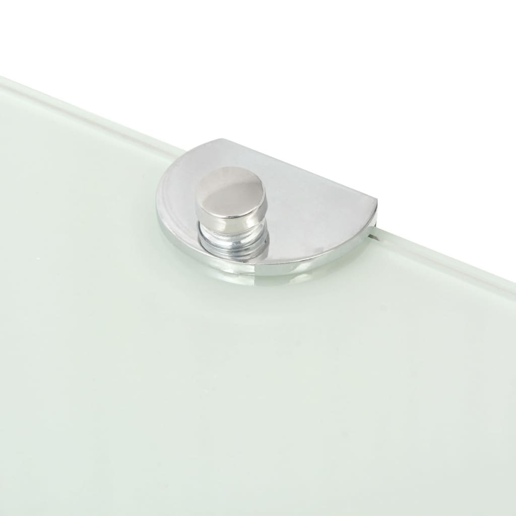 vidaXL Corner Shelves 2 pcs with Chrome Supports Glass White 25x25 cm