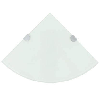 vidaXL Corner Shelves 2 pcs with Chrome Supports Glass White 35x35 cm