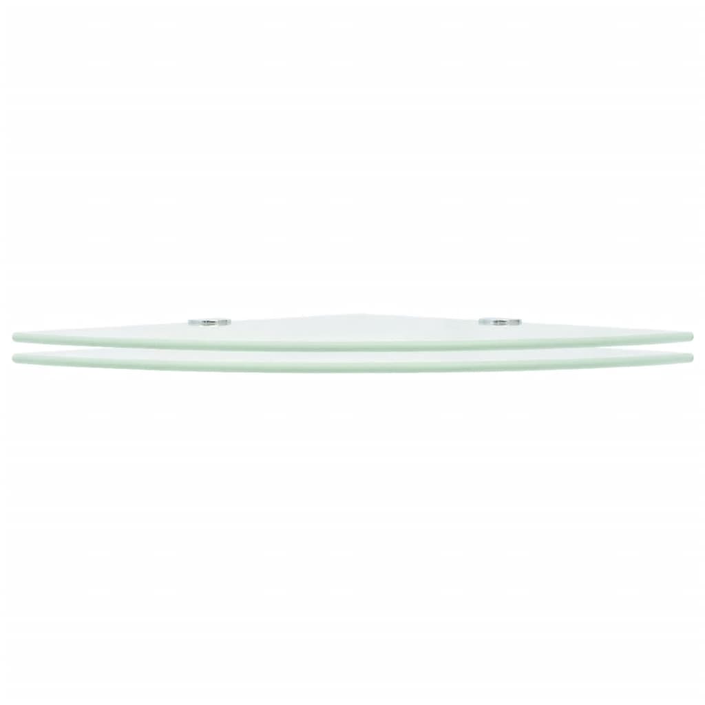 vidaXL Corner Shelves 2 pcs with Chrome Supports Glass White 35x35 cm