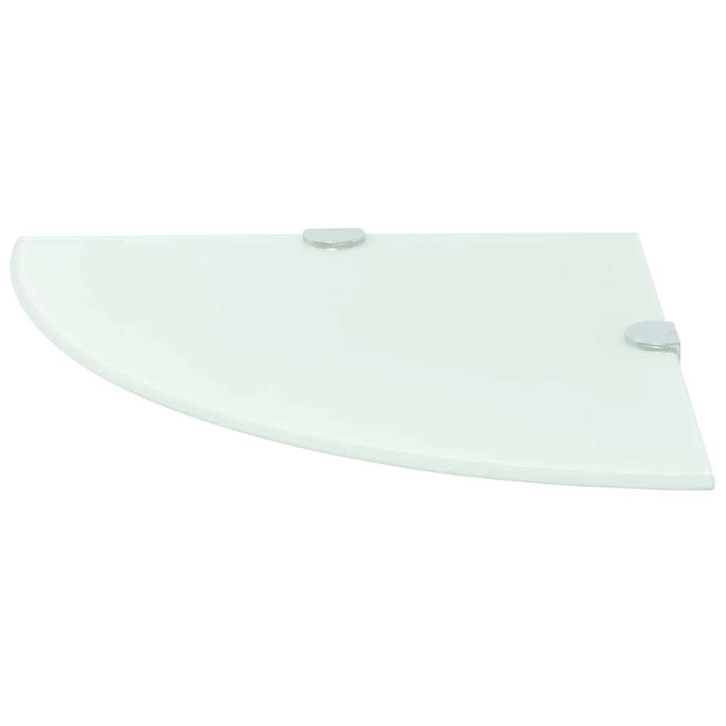vidaXL Corner Shelves 2 pcs with Chrome Supports Glass White 35x35 cm