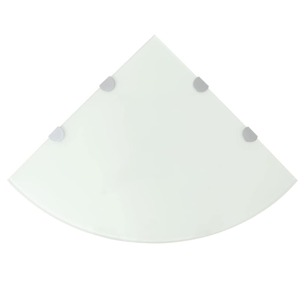 vidaXL Corner Shelves 2 pcs with Chrome Supports Glass White 45x45 cm