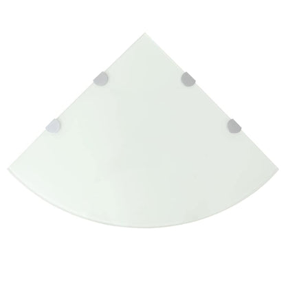 vidaXL Corner Shelves 2 pcs with Chrome Supports Glass White 45x45 cm
