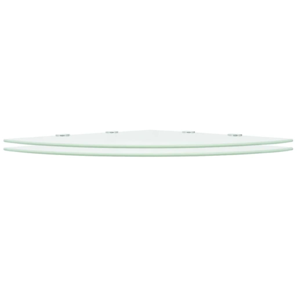 vidaXL Corner Shelves 2 pcs with Chrome Supports Glass White 45x45 cm