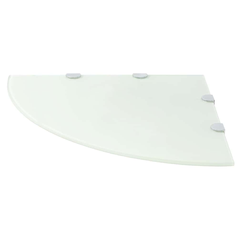 vidaXL Corner Shelves 2 pcs with Chrome Supports Glass White 45x45 cm