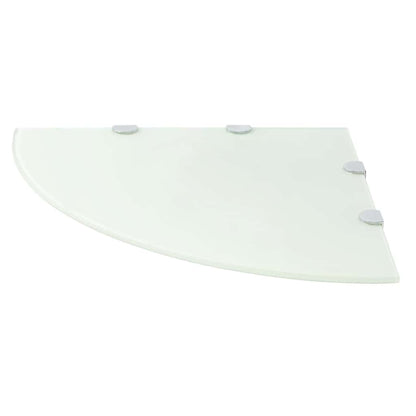 vidaXL Corner Shelves 2 pcs with Chrome Supports Glass White 45x45 cm