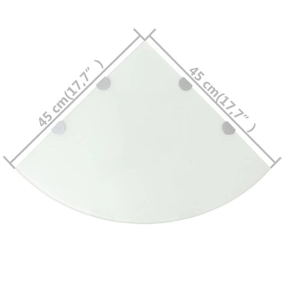 vidaXL Corner Shelves 2 pcs with Chrome Supports Glass White 45x45 cm