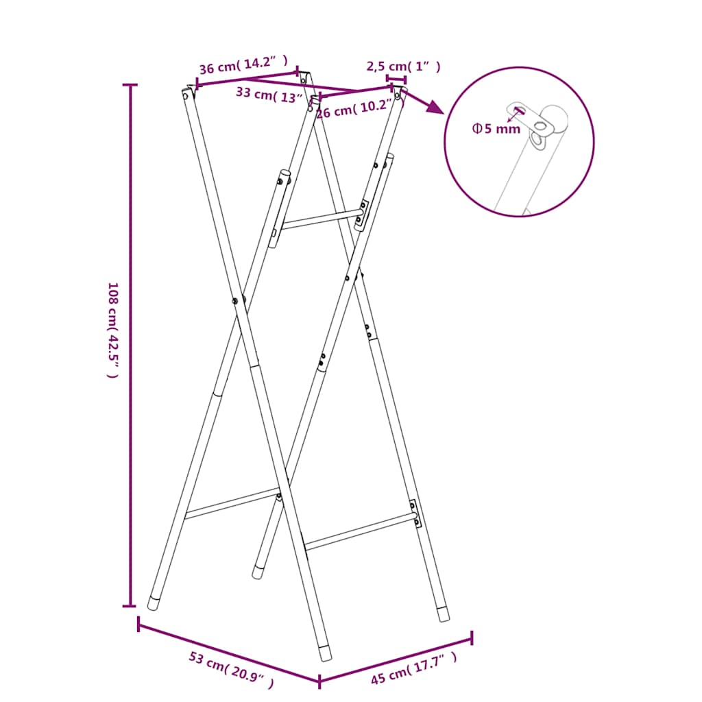 288464 vidaXL Folding Bar Table Legs Silver 45x53x108 cm Galvanised Steel