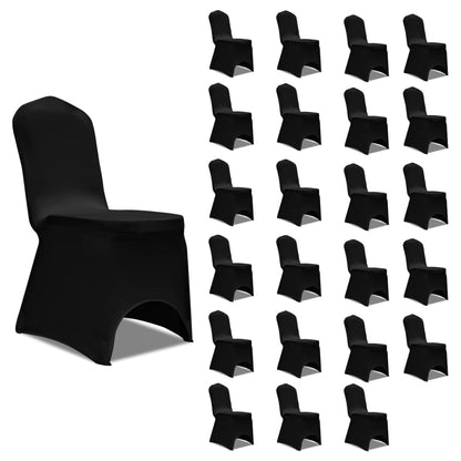 vidaXL Chair Cover Stretch Black 24 pcs