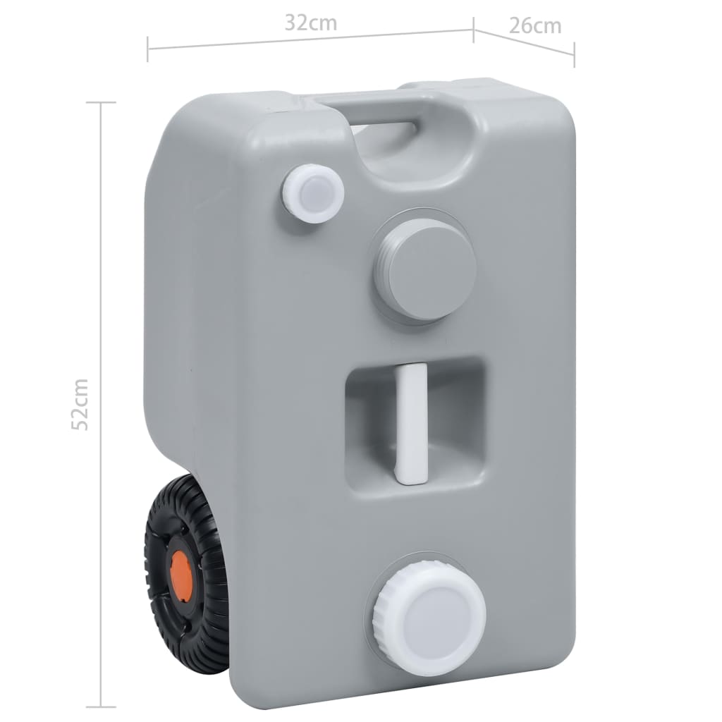 vidaXL Wheeled Water Tank for Camping 25 L Grey