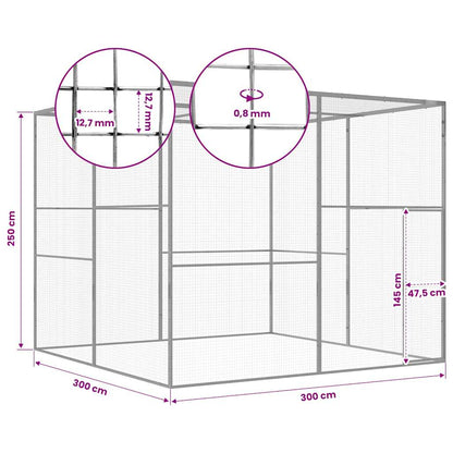 vidaXL Cat Cage 3x3x2.5 m Galvanised Steel
