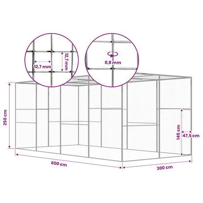 vidaXL Cat Cage 6x3x2.5 m Galvanised Steel