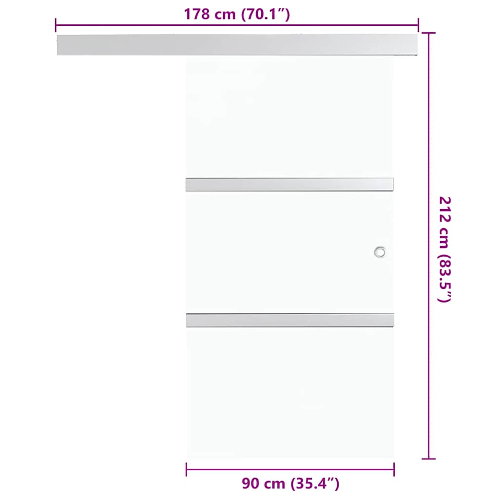 vidaXL Sliding Door ESG Glass and Aluminium 90x212 cm Silver