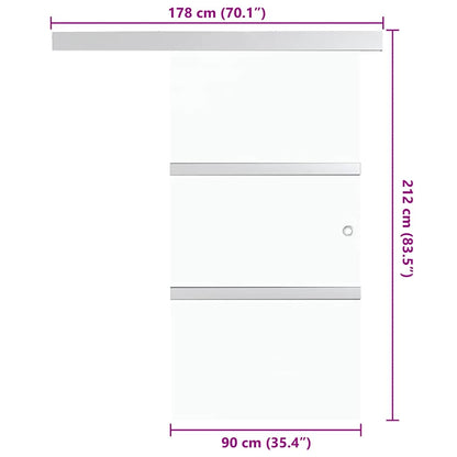 vidaXL Sliding Door ESG Glass and Aluminium 90x212 cm Silver