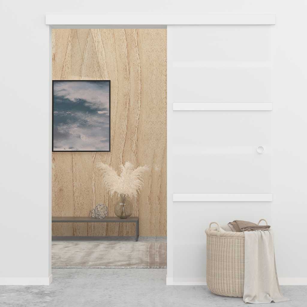 vidaXL Sliding Door ESG Glass and Aluminium 76x212 cm Silver