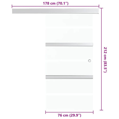 vidaXL Sliding Door ESG Glass and Aluminium 76x212 cm Silver