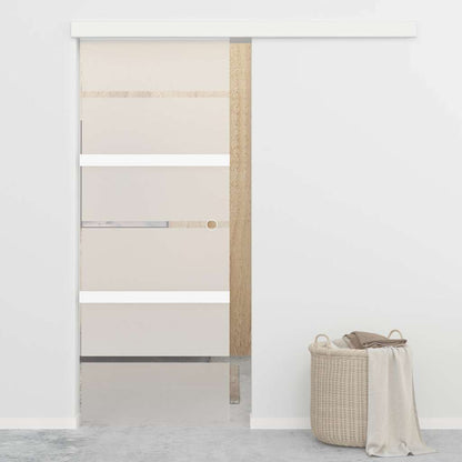 vidaXL Sliding Door ESG Glass and Aluminium 76x212 cm Silver
