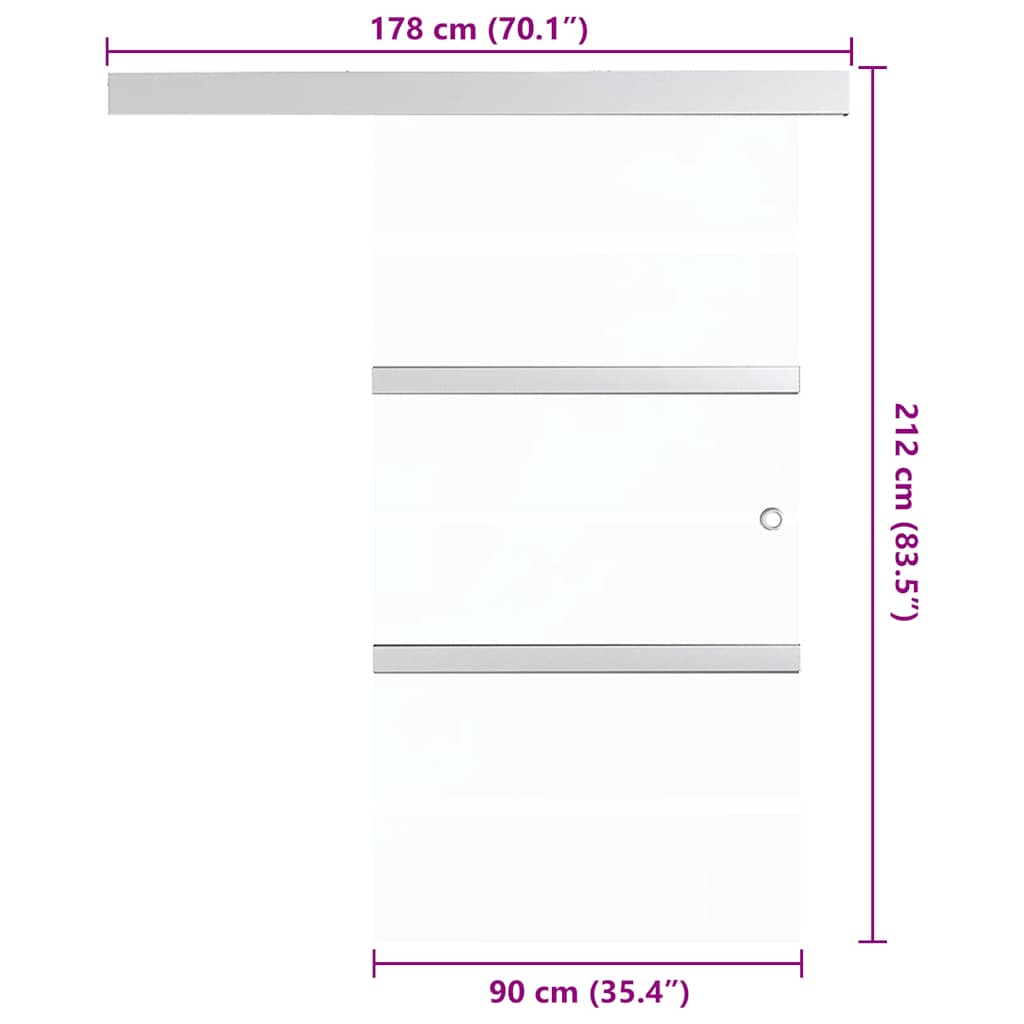 vidaXL Sliding Door ESG Glass and Aluminium 90x205 cm Silver