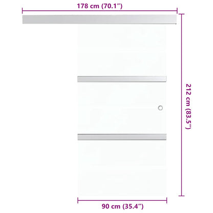 vidaXL Sliding Door ESG Glass and Aluminium 90x205 cm Silver