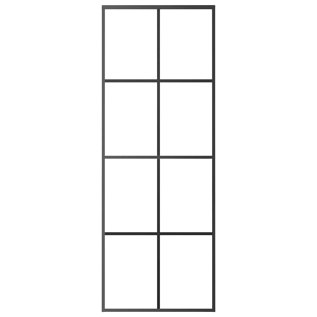 vidaXL Sliding Door Aluminium and ESG Glass 76x205 cm Black