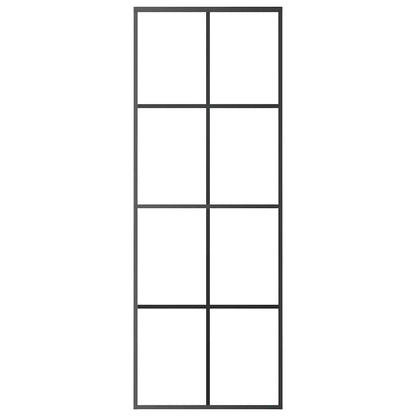 vidaXL Sliding Door Aluminium and ESG Glass 76x205 cm Black