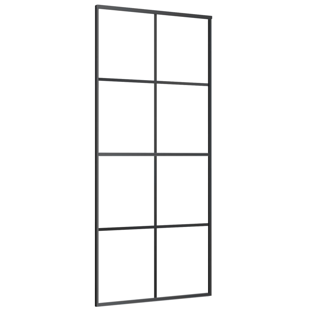 vidaXL Sliding Door Aluminium and ESG Glass 90x205 cm Black