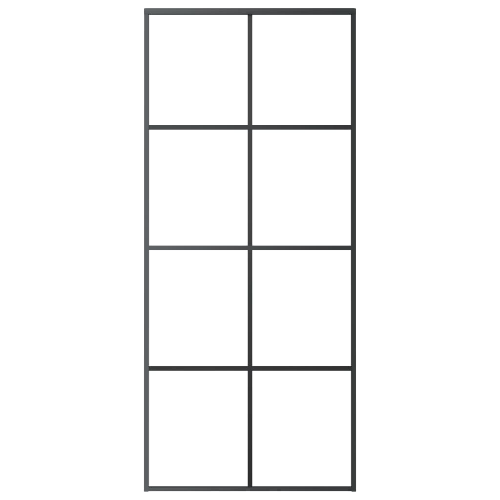 vidaXL Sliding Door Aluminium and ESG Glass 90x205 cm Black