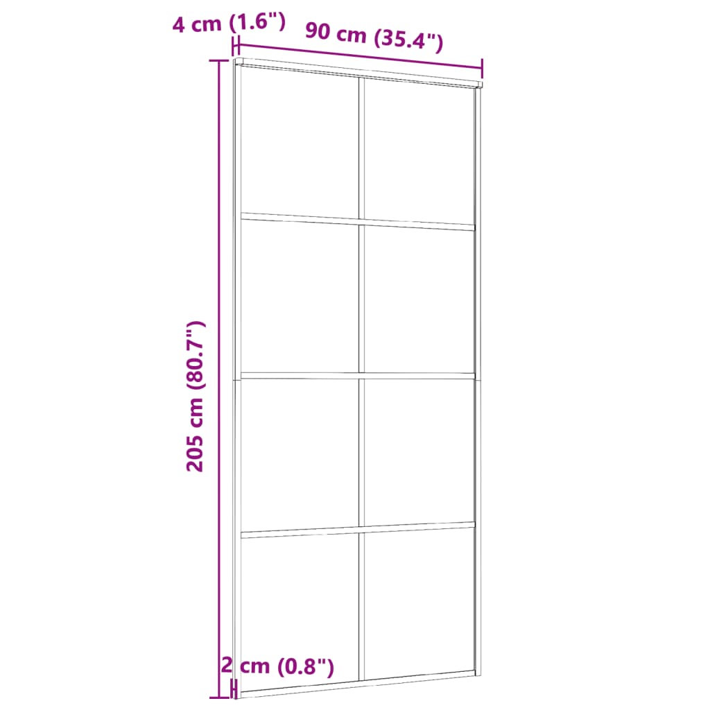 vidaXL Sliding Door Aluminium and ESG Glass 90x205 cm Black